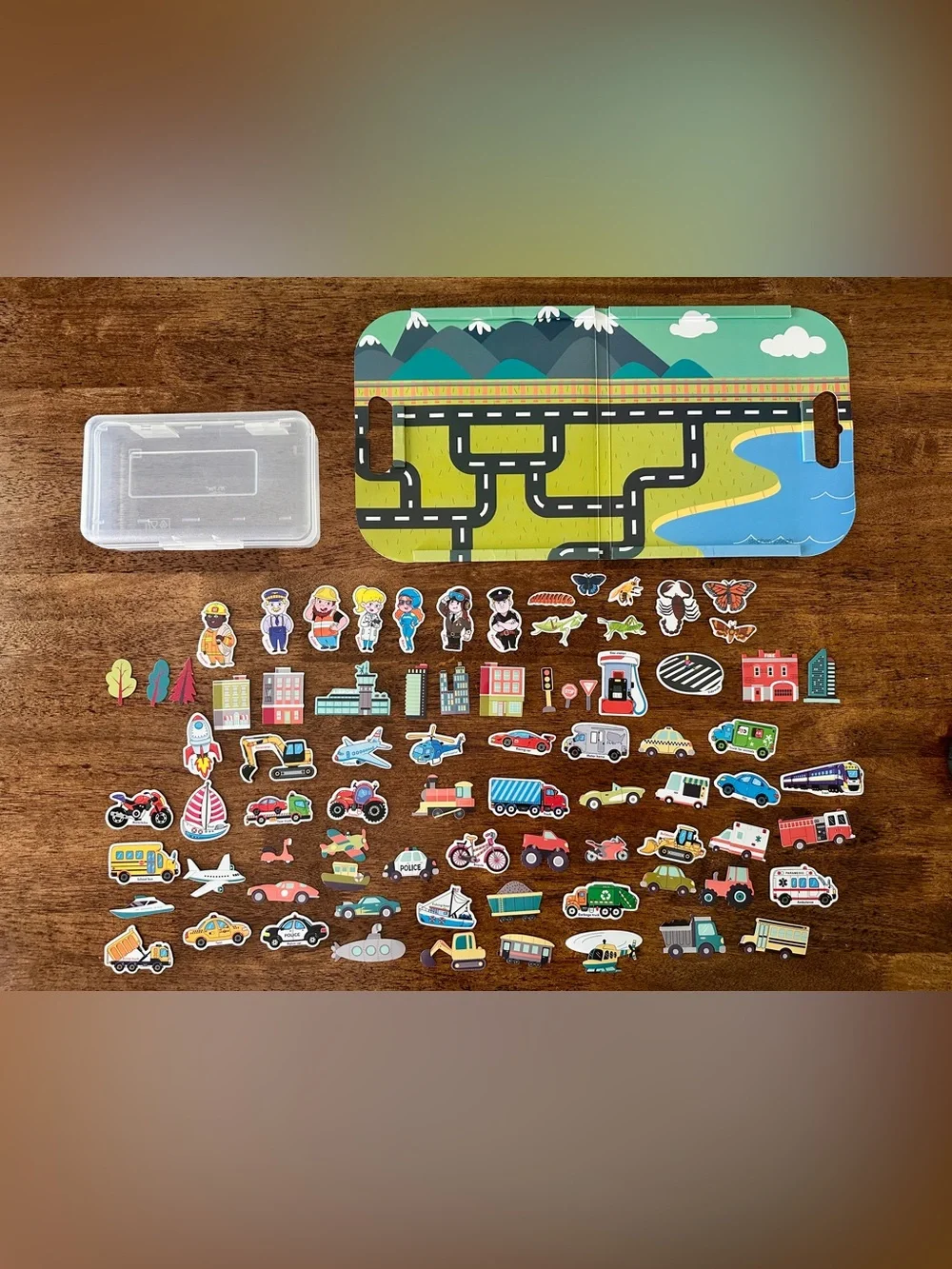Stephen Joseph Transportation Magnetic Play Set + Extra Magnets + Storage Case